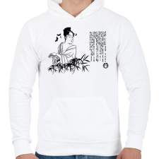 PRINTFASHION Gésa - Férfi kapucnis pulóver - Fehér férfi pulóver, kardigán