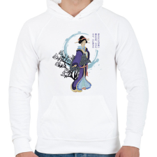 PRINTFASHION Gésa - Haiku  - Férfi kapucnis pulóver - Fehér férfi pulóver, kardigán