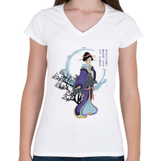 PRINTFASHION Gésa - Haiku  - Női V-nyakú póló - Fehér