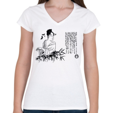 PRINTFASHION Gésa - Női V-nyakú póló - Fehér női póló