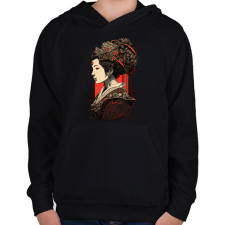 PRINTFASHION Gésa Shinto királynő - Gyerek kapucnis pulóver - Fekete gyerek pulóver, kardigán