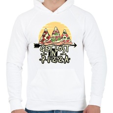 PRINTFASHION Get lost in pizza - Férfi kapucnis pulóver - Fehér