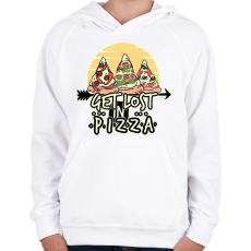 PRINTFASHION Get lost in pizza - Gyerek kapucnis pulóver - Fehér