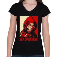 PRINTFASHION Get over here - Női V-nyakú póló - Fekete