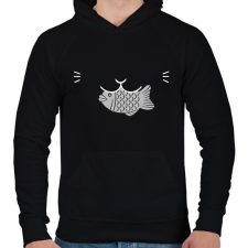 PRINTFASHION Get that fish - Férfi kapucnis pulóver - Fekete férfi pulóver, kardigán
