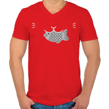 PRINTFASHION Get that fish - Férfi V-nyakú póló - Piros férfi póló