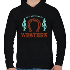 PRINTFASHION Get western - Férfi kapucnis pulóver - Fekete