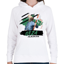 PRINTFASHION Géza fejedelem - Női kapucnis pulóver - Fehér női pulóver, kardigán