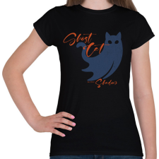 PRINTFASHION Ghost Cat Shadow - Női póló - Fekete női póló
