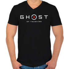 PRINTFASHION Ghost of Tsushima logo - Férfi V-nyakú póló - Fekete férfi póló