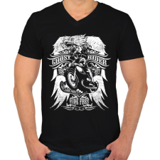 PRINTFASHION Ghost rider - Férfi V-nyakú póló - Fekete férfi póló