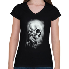 PRINTFASHION Ghost Rider - Női V-nyakú póló - Fekete női póló