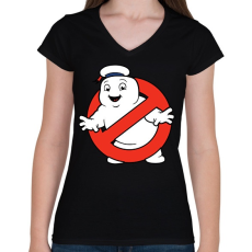 PRINTFASHION Ghostbuster - Női V-nyakú póló - Fekete