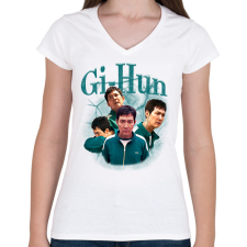 PRINTFASHION Gi-Hun - Squid Game 2 - Női V-nyakú póló - Fehér női póló