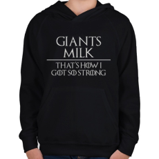 PRINTFASHION Giants Milk - Gyerek kapucnis pulóver - Fekete
