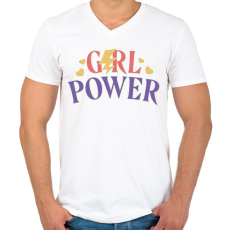 PRINTFASHION Girl power - erős nők - Férfi V-nyakú póló - Fehér