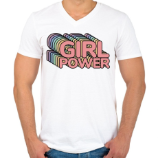 PRINTFASHION Girl Power - Férfi V-nyakú póló - Fehér