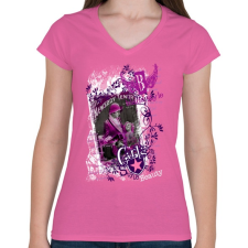 PRINTFASHION GIRLS STYLE - Női V-nyakú póló - Rózsaszín női póló