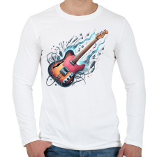 PRINTFASHION gitár - Férfi hosszú ujjú póló - Fehér férfi póló
