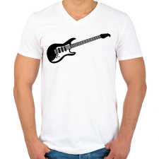 PRINTFASHION Gitár - Férfi V-nyakú póló - Fehér férfi póló