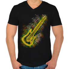 PRINTFASHION Gitár  - Férfi V-nyakú póló - Fekete