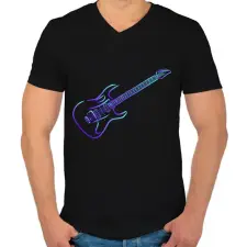 PRINTFASHION gitár - Férfi V-nyakú póló - Fekete férfi póló