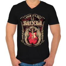 PRINTFASHION Gitár  - Férfi V-nyakú póló - Fekete férfi póló