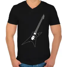 PRINTFASHION Gitár  - Férfi V-nyakú póló - Fekete férfi póló