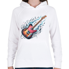 PRINTFASHION gitár - Női kapucnis pulóver - Fehér