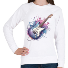 PRINTFASHION gitár - Női pulóver - Fehér női pulóver, kardigán