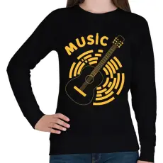 PRINTFASHION Gitár  - Női pulóver - Fekete