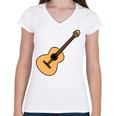 PRINTFASHION Gitár - Női V-nyakú póló - Fehér