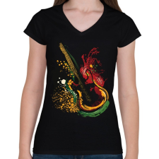 PRINTFASHION Gitár - Női V-nyakú póló - Fekete női póló