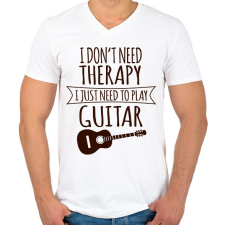 PRINTFASHION Gitár terápia - Férfi V-nyakú póló - Fehér férfi póló