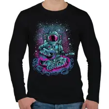 PRINTFASHION Gitáros asztronauta - Férfi hosszú ujjú póló - Fekete férfi póló