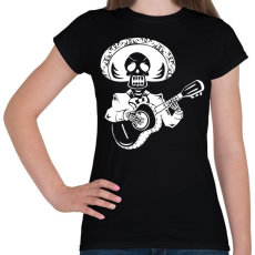 PRINTFASHION Gitáros csontváz - Női póló - Fekete