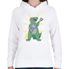 PRINTFASHION Gitáros dínó - Női kapucnis pulóver - Fehér női pulóver, kardigán