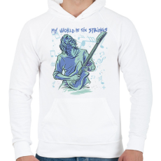 PRINTFASHION Gitáros élet - Férfi kapucnis pulóver - Fehér