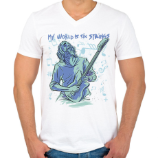 PRINTFASHION Gitáros élet - Férfi V-nyakú póló - Fehér