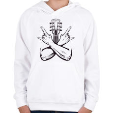 PRINTFASHION gitáros - Gyerek kapucnis pulóver - Fehér