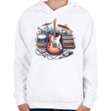 PRINTFASHION gitáros - Gyerek kapucnis pulóver - Fehér gyerek pulóver, kardigán