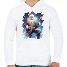 PRINTFASHION Gitáros mikulás - Férfi kapucnis pulóver - Fehér