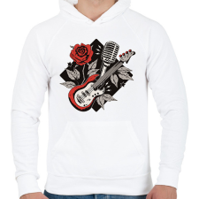 PRINTFASHION Gitáros minta - Férfi kapucnis pulóver - Fehér férfi pulóver, kardigán