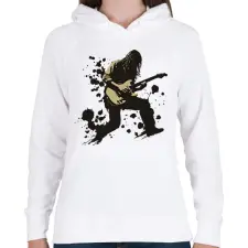 PRINTFASHION Gitáros - Női kapucnis pulóver - Fehér női pulóver, kardigán