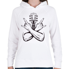 PRINTFASHION gitáros - Női kapucnis pulóver - Fehér női pulóver, kardigán