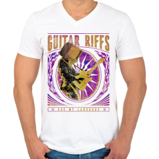 PRINTFASHION Gitáros szlogen - Férfi V-nyakú póló - Fehér