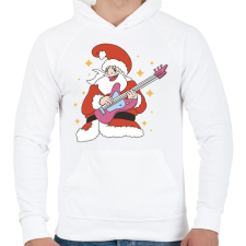 PRINTFASHION Gitáros télapó - Férfi kapucnis pulóver - Fehér férfi pulóver, kardigán