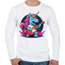 PRINTFASHION Gitáros unikornis - Férfi hosszú ujjú póló - Fehér