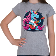 PRINTFASHION Gitáros unikornis - Női póló - Sport szürke női póló