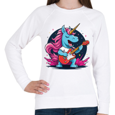 PRINTFASHION Gitáros unikornis - Női pulóver - Fehér női pulóver, kardigán